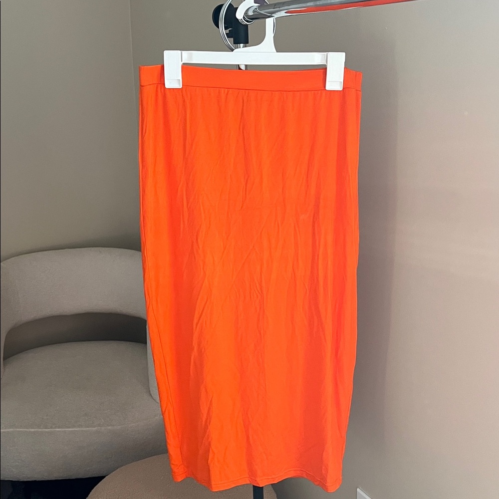 SHEIN Bright Orange Midi Skirt